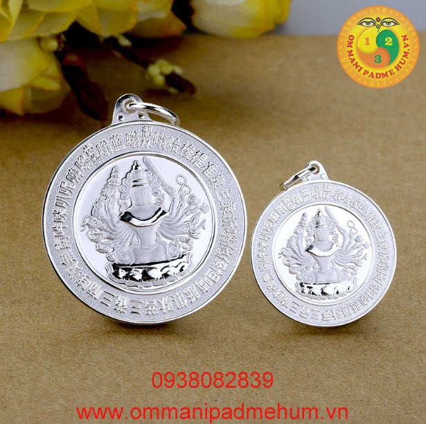 Mặt dây chuyền kính đàn Chuẩn Đề bằng bạc thái